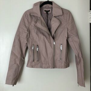 Women's Mauve Faux Leather Moto Jacket